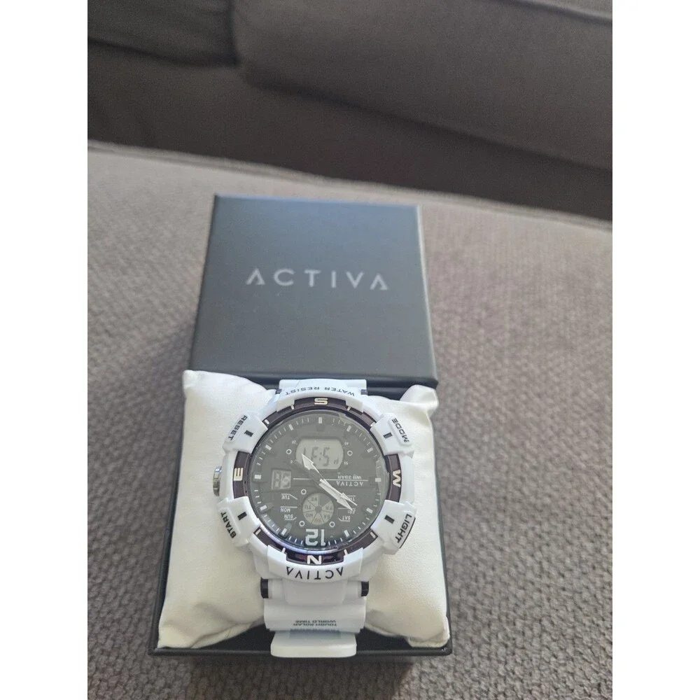Activa Hexon X Invicta Mens Watch 53mm White Ana Digi Sports Chrono ACW8045-001